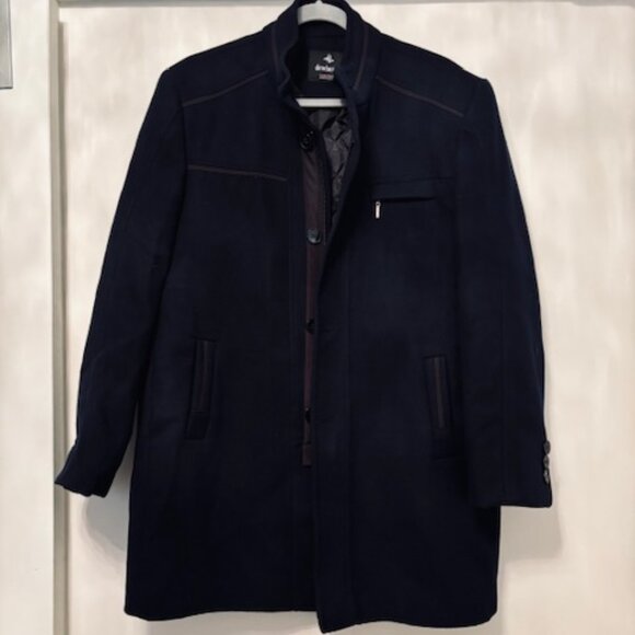 Dewberry Mock Neck Wool Mackintosh Coat Dark Blue size 3XL - Picture 3 of 7